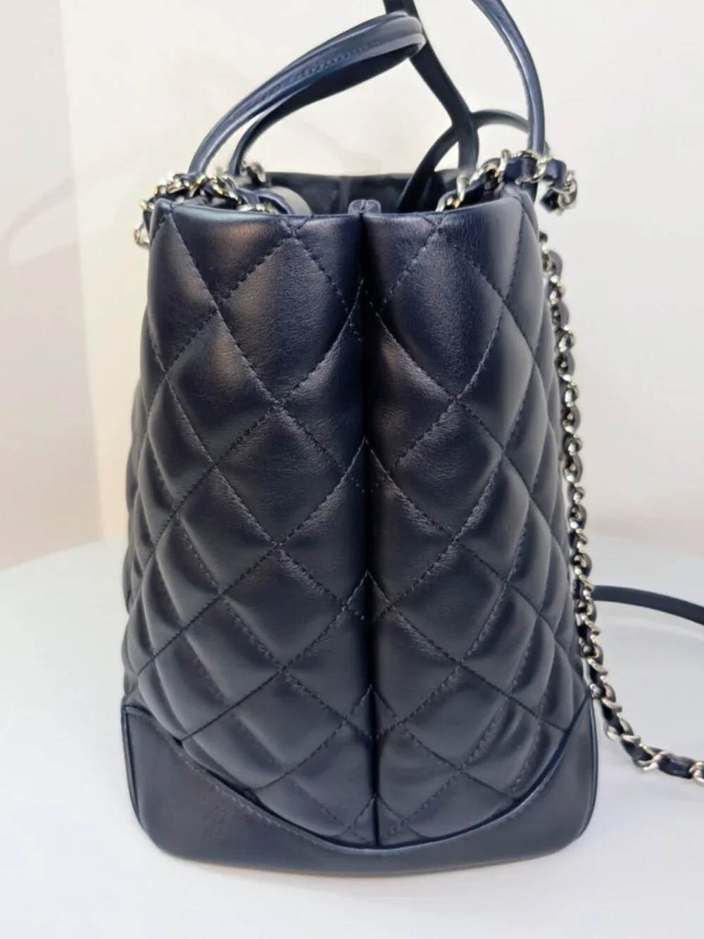Chanel Midnight Navy Chanel Quilted Lambskin Large Shopping Tote (LST)